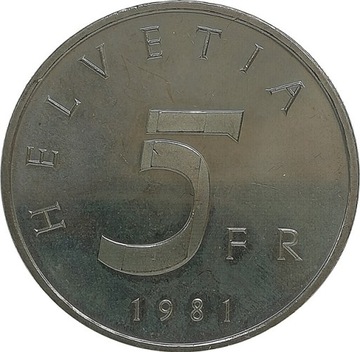 Szwajcaria 5 francs 1981, KM#60