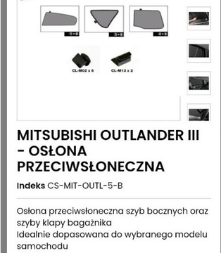 6× ZASŁONKI NA MAGNESACH Mitsubishi outlander 