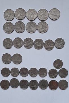 Monety 10, 20, 50, 100 zł 1980-1990 r. 32 sztuki