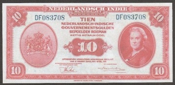 INDIE HOLENDERSKIE 10 GULDEN 1943