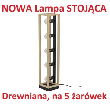 Drewniana Lampa STOJĄCA podłogowa "Elgort" Czarna