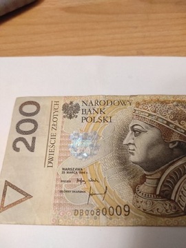 Banknot 200 zł z 1994 roku Ciekawy numer seryjny