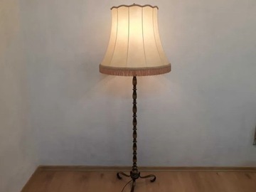 Stylowa lampa podłogowa mosiężna z abażurem