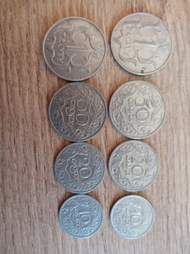 Zestaw 8 monet 10gr20gr 50gr 1923 i 1 zł z 1929