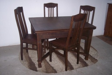 Stół dębowy rozkładany,i 4 krzesła,lata 1920,antyk