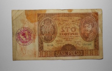 Stary banknot polski 100 złotych rzadki