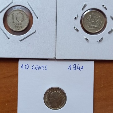 2 x ORE z 1950 i 57 r  i10 Cents z 1941r , srebro