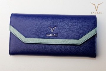 Damski skórzany portfel niebieski - marki Labran