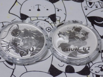 Zestaw dwóch srebrnych monet RYU CHUN LEE 