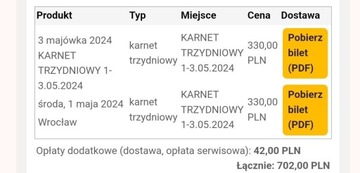 Karnet na 3-majowke Wroclaw