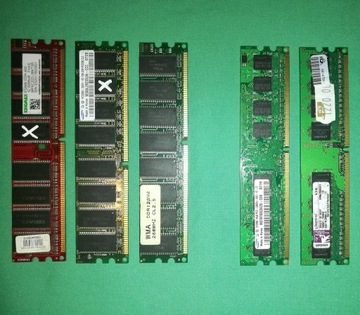 Różne pamięci ram DDR1 512MB, 1GB, 128MB i  DDR2