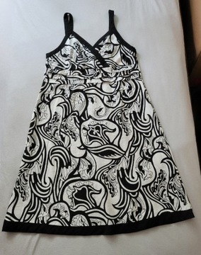 Sukienka damska 46 len czarno-biała Marks&Spencer 