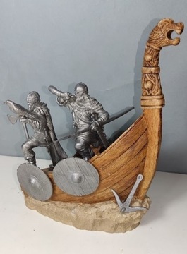 Figurki Vikingów i Drakkar - Les Etains Du Graal