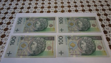 Banknoty 100 zł serie zastępcze 10 sztuk