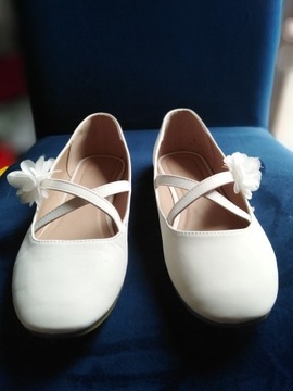 baleriny komunijne duże + białe sandałki sandały