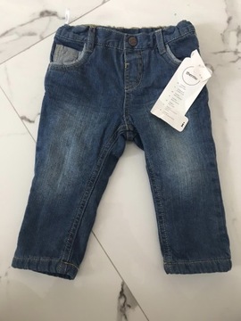 Nowe ocieplony jeansy Baby Club r. 80