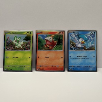 3 Karty Pokemon TCG Sprigatito +Fuecoco +Quaxly