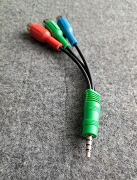 Adapter przejściówka  JACK 3,5mm wtyk - 3 x RCA gn