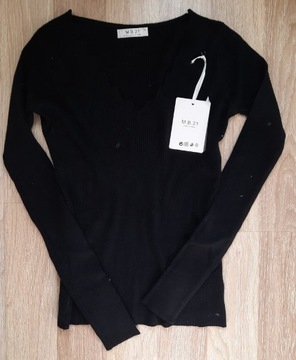 Elegancki sweter M.B.21 czarny sweterek 38 M