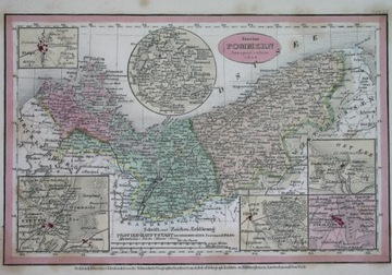 1836 MAPA POMORZE SZCZECIN KOŁOBRZEG SŁUPSK PIŁA