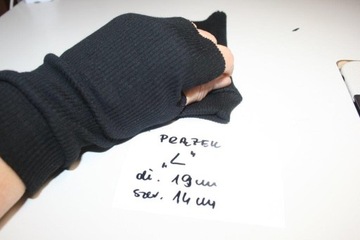 cieńkie czarne rękawiczki bez palców M/L prążek