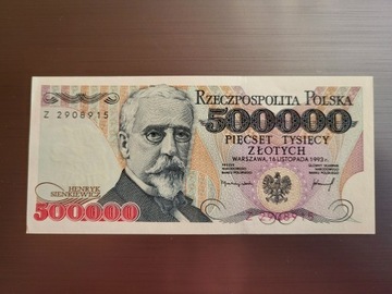 Banknot RP 500000 złotych H. Sienkiewicz 1993 UNC