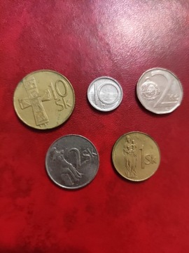 Zestaw monet Słowacja 5 sztuk każda inna