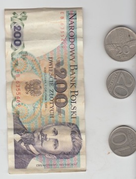 zestaw 200 złotych Dąbrowski EB z 1988 plus monety