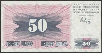 Bośnia Hercegowina 50 dinar 1992 - UNC