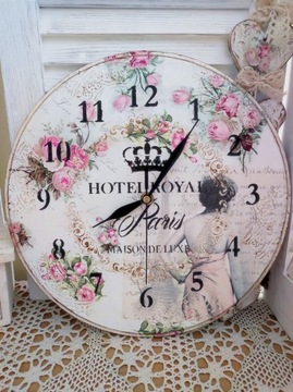 Zegar vintage różyczki Paris