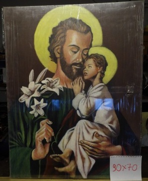 Św. Józef z dzieciątkiem  olej na płótnie 90x70 