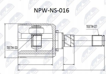 Przegub wewn. NPW-NS-016 Nissan Qashqai 2.0 4WD
