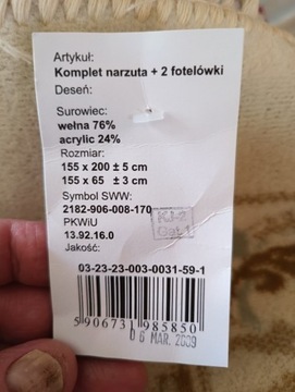 Komplet narzuta plus 2 fotelówki