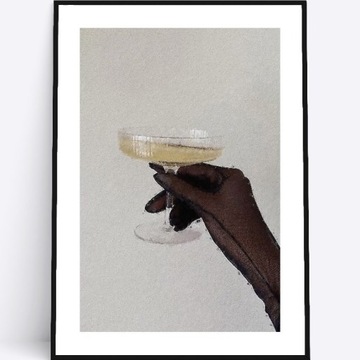 A4 Plakat elegancki kieliszek w dłoni celebracja