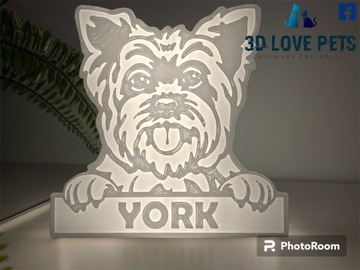 Lampka, figurka LED York (imię psa)