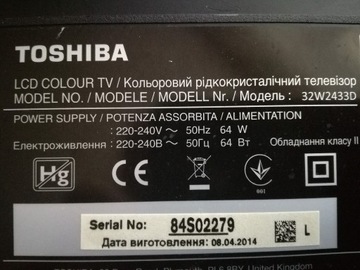 Zasilacz TOSHIBA 32W2433D