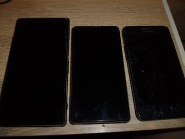 3 smartfony , Sony,  stany różne, Zobacz