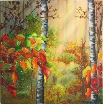 Pejzaż Krajobraz Obraz na płótnie malowany Jesień