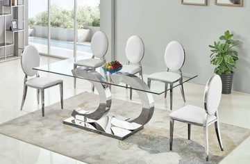 stół glamour loftowy chanel srebrny 150 jadalnia