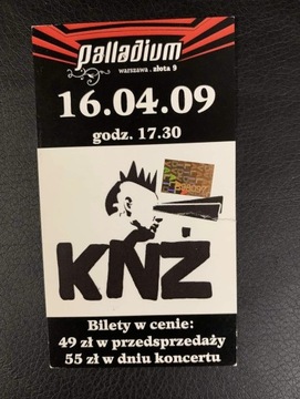 Bilet z koncertu KAZIK NA ŻYWO WARSZAWA 16.04.2009