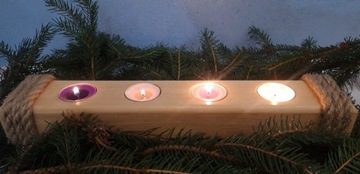Drewniany świecznik hand made podgrzewacz tealight