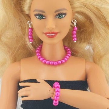 Zestaw biżuterii dla lalek Barbie fuksja