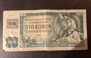 Banknot 100 koron czechoslowackich 1961