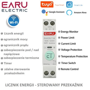 Licznik energii DIN WIFI TUYA Smart przekaźnik