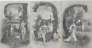 Prezentacja liter na 3 pocztówkach sprzed 1905 r.