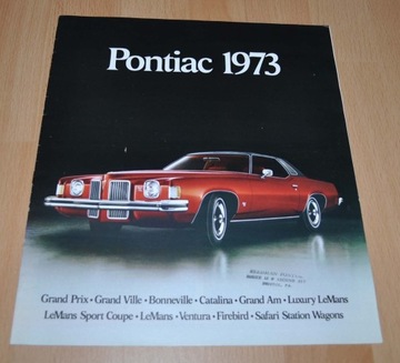 Broszura katalogu modeli Pontiac z 1973 r. Prospekt