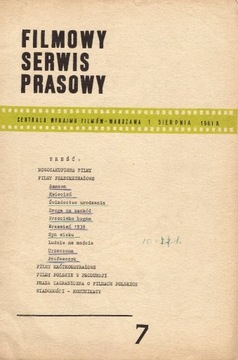 Filmowy Serwis Prasowy nr 7/1 Sierpnia 1961 r.
