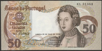 Portugalia 50 escudos 1968 - stan bankowy UNC -