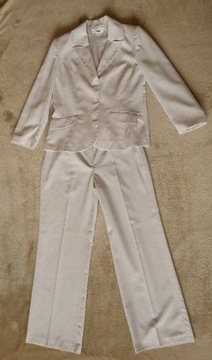 garsonka spodnie żakiet marynarka ecru biały L XL