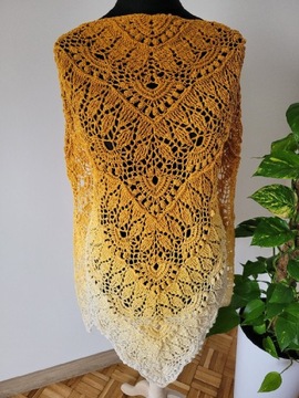 Duża chusta na szydełku handmade 